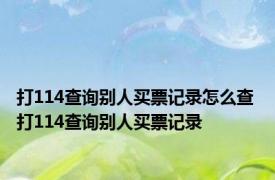 打114查询别人买票记录怎么查 打114查询别人买票记录 