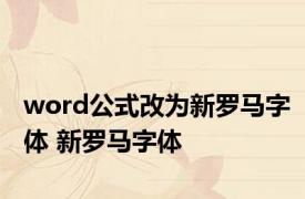 word公式改为新罗马字体 新罗马字体 