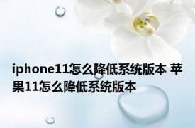 iphone11怎么降低系统版本 苹果11怎么降低系统版本