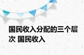 国民收入分配的三个层次 国民收入 