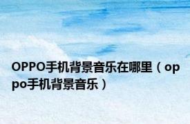 OPPO手机背景音乐在哪里（oppo手机背景音乐）