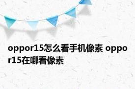 oppor15怎么看手机像素 oppor15在哪看像素 