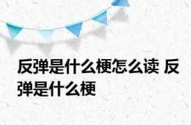 反弹是什么梗怎么读 反弹是什么梗 