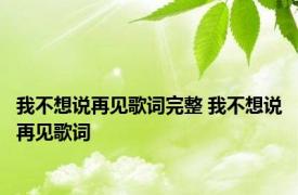 我不想说再见歌词完整 我不想说再见歌词 