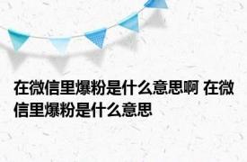 在微信里爆粉是什么意思啊 在微信里爆粉是什么意思