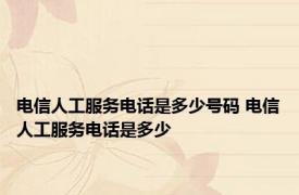 电信人工服务电话是多少号码 电信人工服务电话是多少 