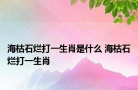 海枯石烂打一生肖是什么 海枯石烂打一生肖 