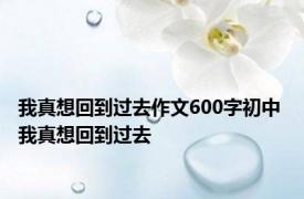 我真想回到过去作文600字初中 我真想回到过去 