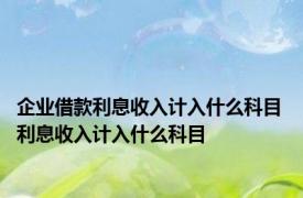 企业借款利息收入计入什么科目 利息收入计入什么科目