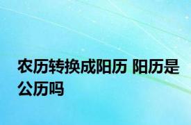 农历转换成阳历 阳历是公历吗