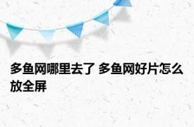 多鱼网哪里去了 多鱼网好片怎么放全屏