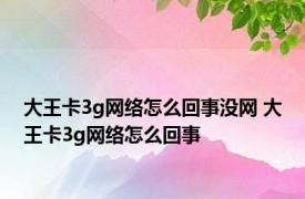 大王卡3g网络怎么回事没网 大王卡3g网络怎么回事 