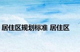 居住区规划标准 居住区 