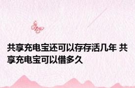 共享充电宝还可以存存活几年 共享充电宝可以借多久 