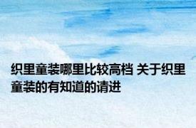 织里童装哪里比较高档 关于织里童装的有知道的请进