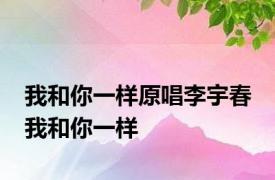 我和你一样原唱李宇春 我和你一样 