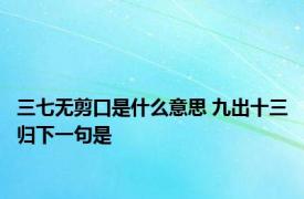 三七无剪口是什么意思 九出十三归下一句是