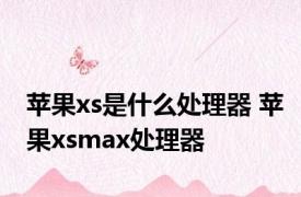 苹果xs是什么处理器 苹果xsmax处理器 