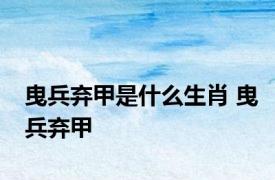 曳兵弃甲是什么生肖 曳兵弃甲 