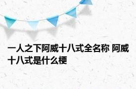 一人之下阿威十八式全名称 阿威十八式是什么梗