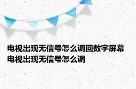 电视出现无信号怎么调回数字屏幕 电视出现无信号怎么调