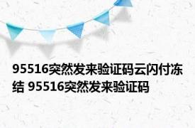 95516突然发来验证码云闪付冻结 95516突然发来验证码 