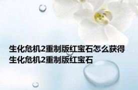 生化危机2重制版红宝石怎么获得 生化危机2重制版红宝石 