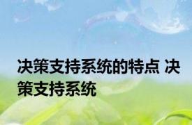 决策支持系统的特点 决策支持系统 