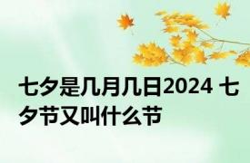 七夕是几月几日2024 七夕节又叫什么节