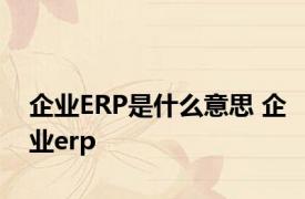 企业ERP是什么意思 企业erp 