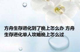 方舟生存进化到了晚上怎么办 方舟生存进化单人攻略晚上怎么过