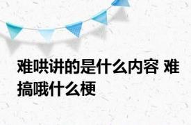 难哄讲的是什么内容 难搞哦什么梗