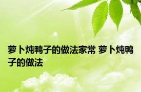 萝卜炖鸭子的做法家常 萝卜炖鸭子的做法 