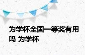 为学杯全国一等奖有用吗 为学杯 