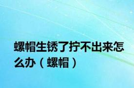 螺帽生锈了拧不出来怎么办（螺帽）