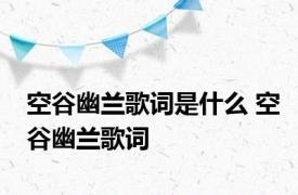 空谷幽兰歌词是什么 空谷幽兰歌词 