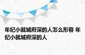 年纪小就城府深的人怎么形容 年纪小就城府深的人 