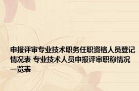 申报评审专业技术职务任职资格人员登记情况表 专业技术人员申报评审职称情况一览表 