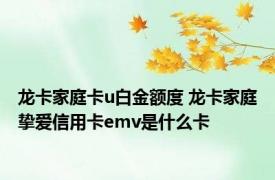 龙卡家庭卡u白金额度 龙卡家庭挚爱信用卡emv是什么卡