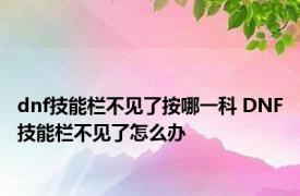 dnf技能栏不见了按哪一科 DNF技能栏不见了怎么办