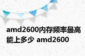 amd2600内存频率最高能上多少 amd2600 