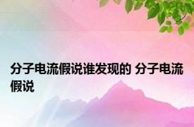 分子电流假说谁发现的 分子电流假说 