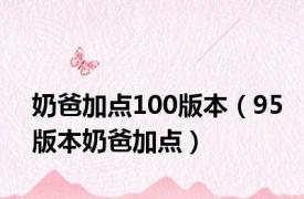 奶爸加点100版本（95版本奶爸加点）