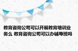 教育咨询公司可以开展教育培训业务么 教育咨询公司可以办辅导班吗 