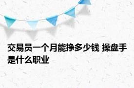 交易员一个月能挣多少钱 操盘手是什么职业