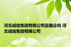 河北诚信集团有限公司是国企吗 河北诚信集团有限公司 