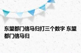 东望都门信马归打三个数字 东望都门信马归 