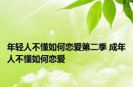 年轻人不懂如何恋爱第二季 成年人不懂如何恋爱 