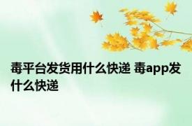 毒平台发货用什么快递 毒app发什么快递 