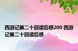 西游记第二十回读后感200 西游记第二十回读后感 